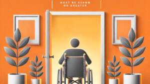 Wide, disability-compliant door with a minimum clearance of 850mm, allowing easy access for wheelchair users in accordance with accessibility standards