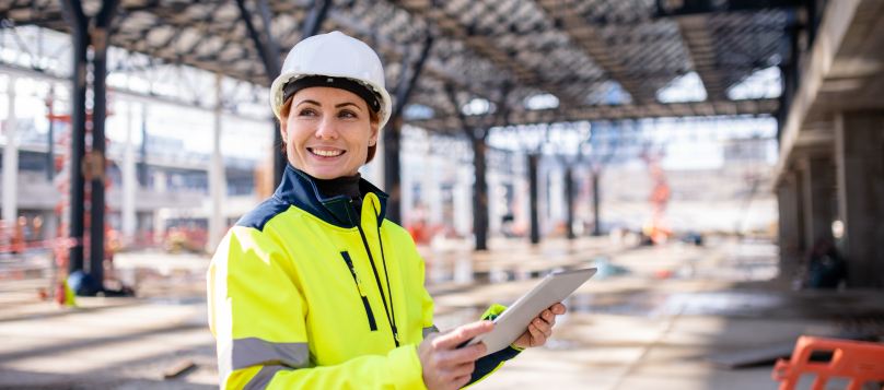 Woman on a construction site