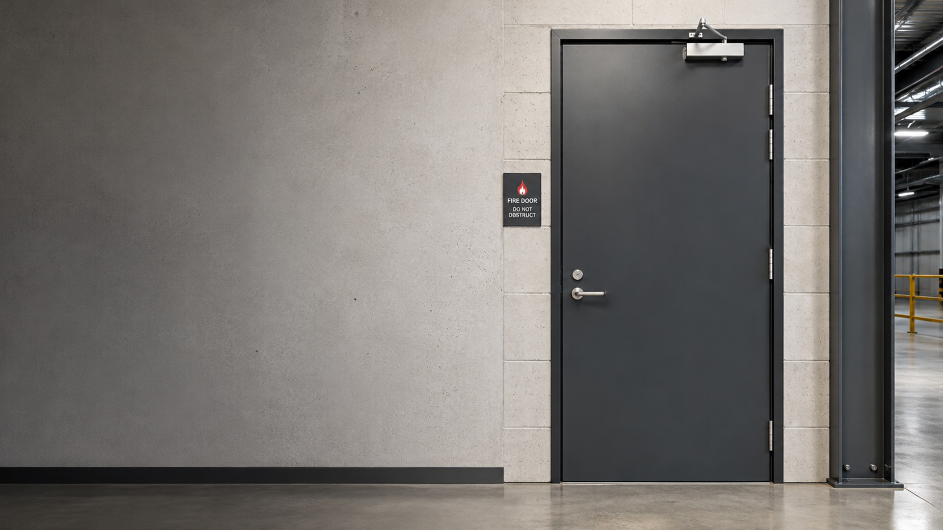 Larnec steel fire door in a modern Australian industrial building